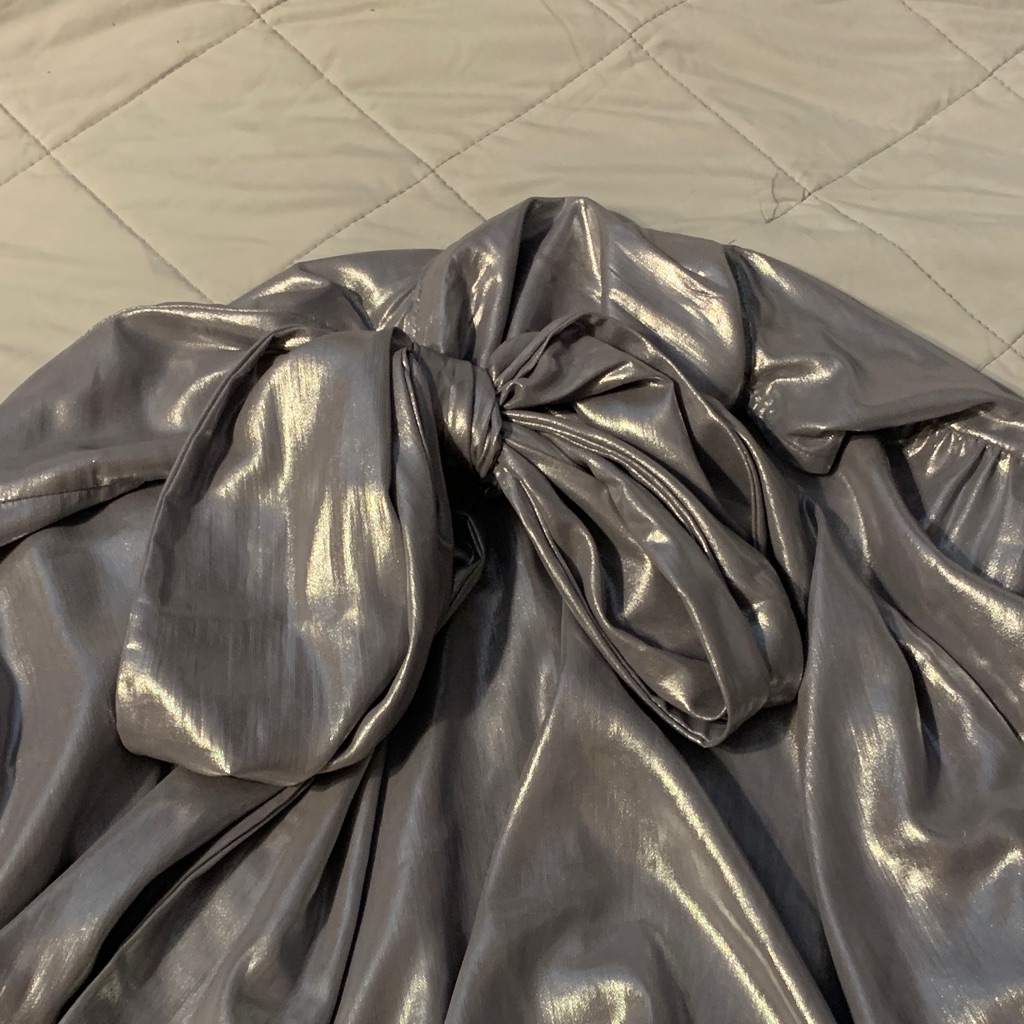 Shiny Silver Bow Detail Fabric